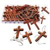 70Pcs Wooden Crossed Shape Pendant Bag Ornament with Beaded Chain for Christmas Tree Decoration Festival Celebration