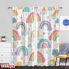 Set Of 2 Flat Printing Curtain Cute Rainbow Cloud Stars Digital Printed Polyester Drapes Holiday Decorations Perfect