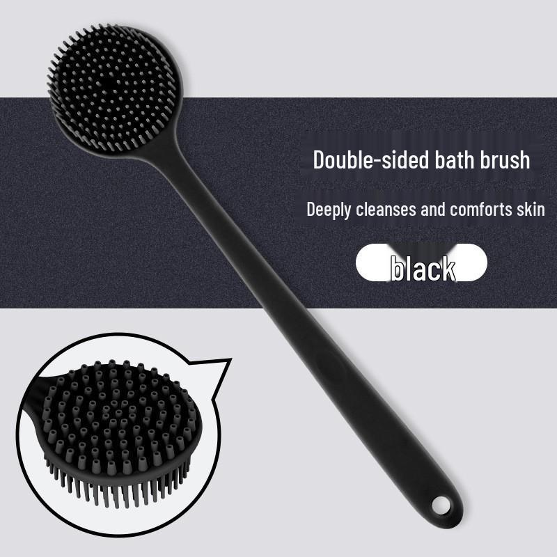 Silicone Double-Sided Bath Brush with Long Handle - Massage Back Scrubber.