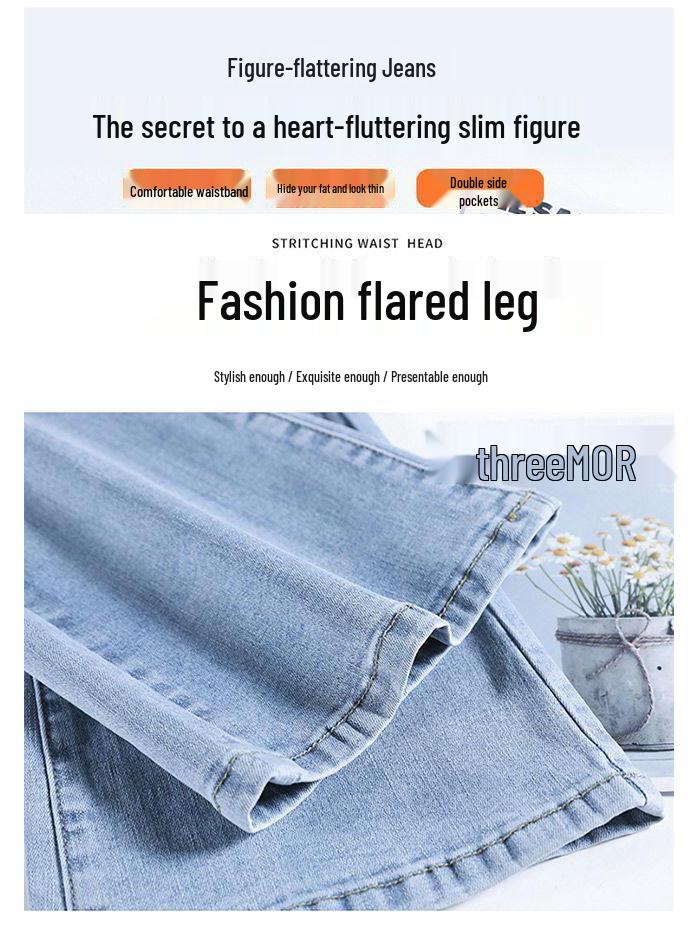 Cropped High-Waisted Slimming Black Micro-Flare Jeans for Petite Women