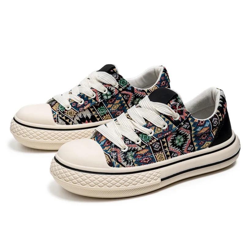 

Мужские и женские повседневные парусиновые туфли на шнуровке, универсальные модные красные туфли с большой головкой и толстой подошвой, новинка 2024 года, размер 39-44 44 чёрный