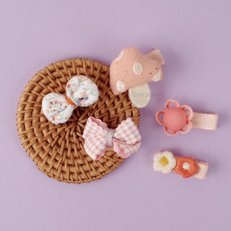 [All About Pin] Cute Hairpin 5-Piece Set_Coral Mushroom