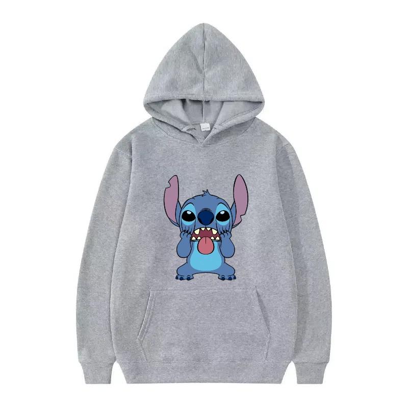 Disney Stitch Pattern Women Hoodies Fashion Sporty Y2k Loose Grey Tops Clothing Pullovers Ladies Cheap Hoodies Sweatshirts