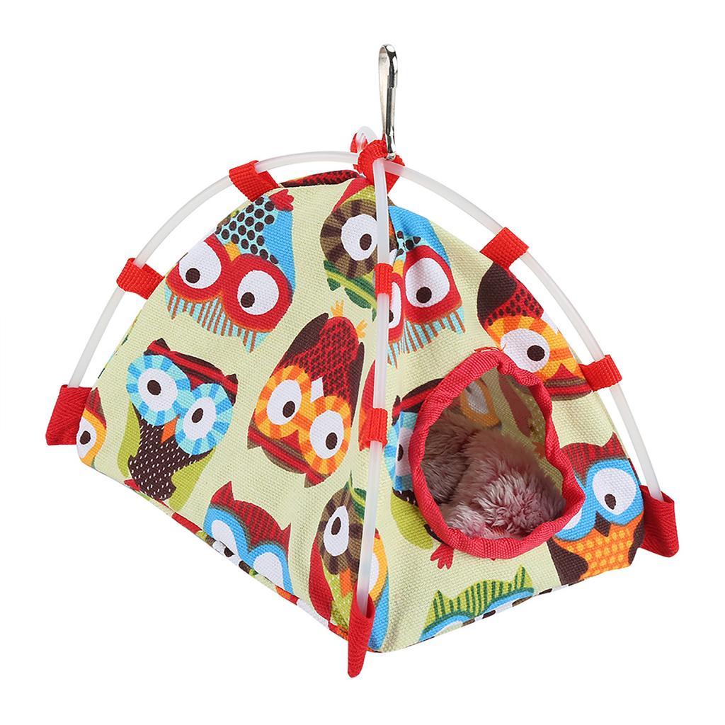 Windproof Warm Snuggle Hut Cage Bed Cave for Pet Bird (Owl S)