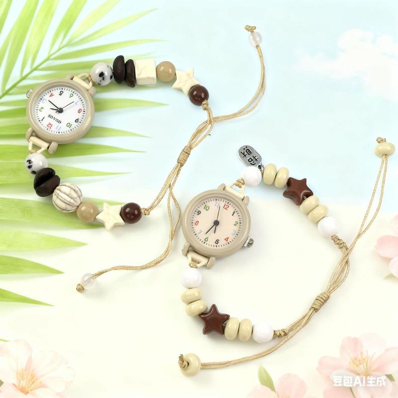 Fashion Dopamine Bracelet Watch Beaded Adjustable Star Heart Chain Watch Pendant Quartz Watches Women Girls Gifts Reloj Mujer