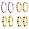 Orstarry S925 Silver Earring Versatile Purple Blue Green Zircon Earrings Gold Plated Earrings Women Birthday Gifts