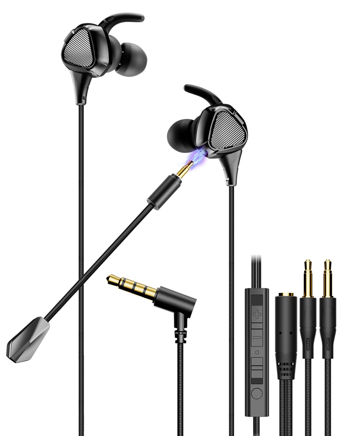 

for TTQT Wired Gaming Earphones with Dual Gaming Iyahon Headset with Mic Mute 3D Surround Easy Lightweight Popular Compatible with Xbox and Ideal for