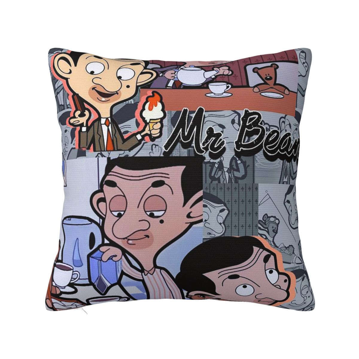 

Mr. Bean Cartoon Square Pillowcase Cushion Cover Pillow Case Throw Pillow Cover for Home Sofa Living Room 12x12Inch