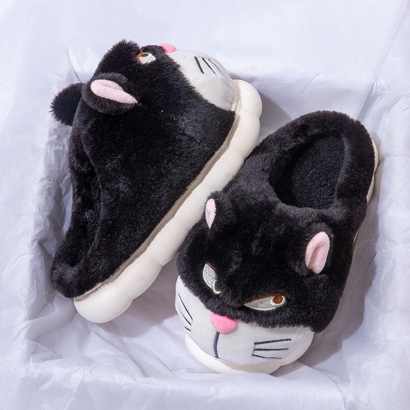 

Модные новые креативные тапочки злого котенка, мужские зимние пушистые меховые шлепанцы для дома, мужские домашние шлепанцы унисекс, теплые домашние тапочки 36-37 чёрный