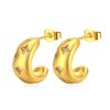 European and American retro style semicircular stainless steel diamond earrings high fashion light luxury women's titanium steel stud earrings