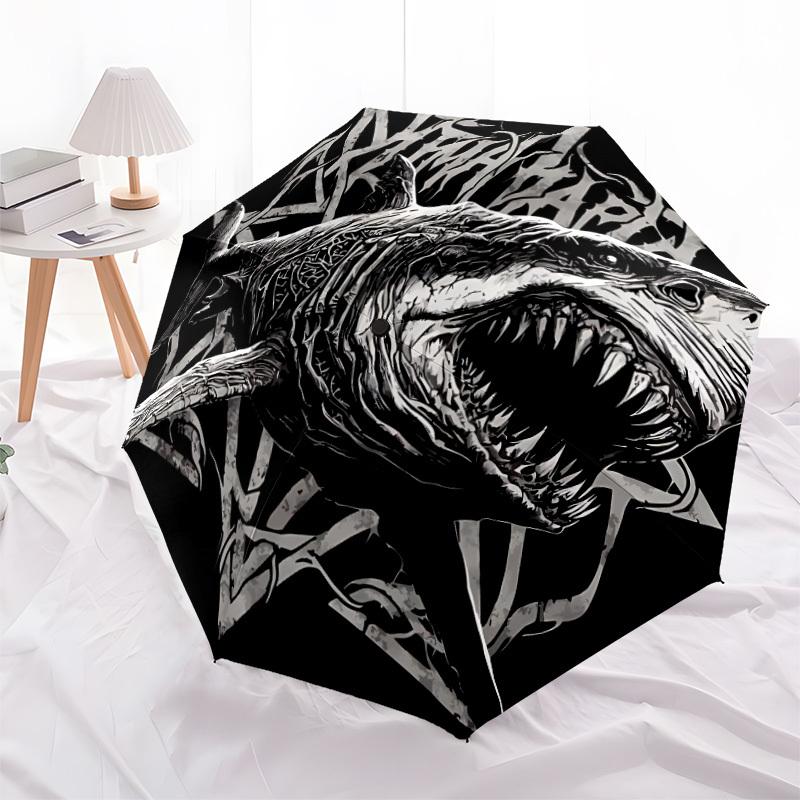 1PC Shark Artwork Automatic Folding Umbrella Automatic Open/Close, Automatic Folding, 8-Rib Durable Frame, Portable Travel Umbrella 709