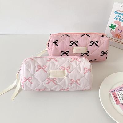 Petit Sac à Crayon à Nœud Frais Étui à Stylo Organisateur Esthétique Porte-Cosmétiques Organisateur Sac de Rangement Multifonctionnel pour Papeterie