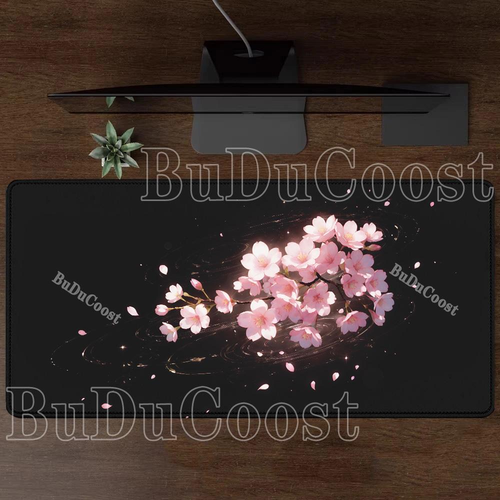 cartoon Mouse Pad Sakura Flower Cherry Blossom Non-Slip base Rubber Anime Gaming Mousepad overlock PC Office HD printing DeskMat