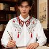 Stylish Detachable Embroidered Collar With Bead Embellishments Soft Polyester Fabric For Blouses And Dresses