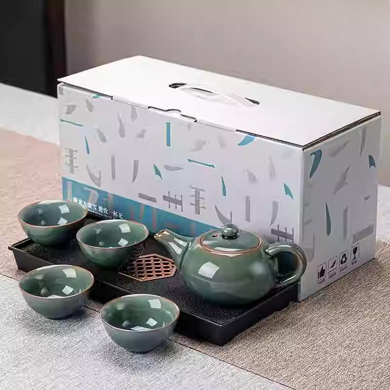 Kung Fu Tea Set Home One Pot Two Cups Tea Plate Small Ceramic Teapot Teacups Hotel Personal Small Sets Traveling