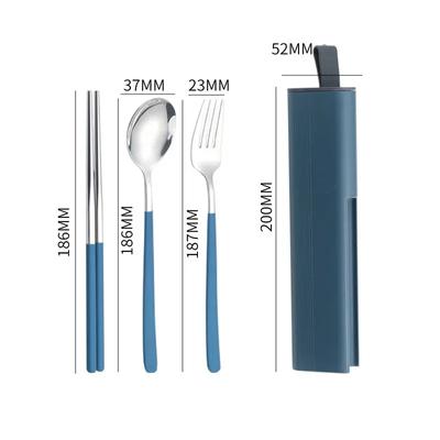 304 Stainless Steel Spoons Forks Chopsticks Cutlery Set with Pull-out Box for Students Workers Portable Lunch Dinnerware As Gift