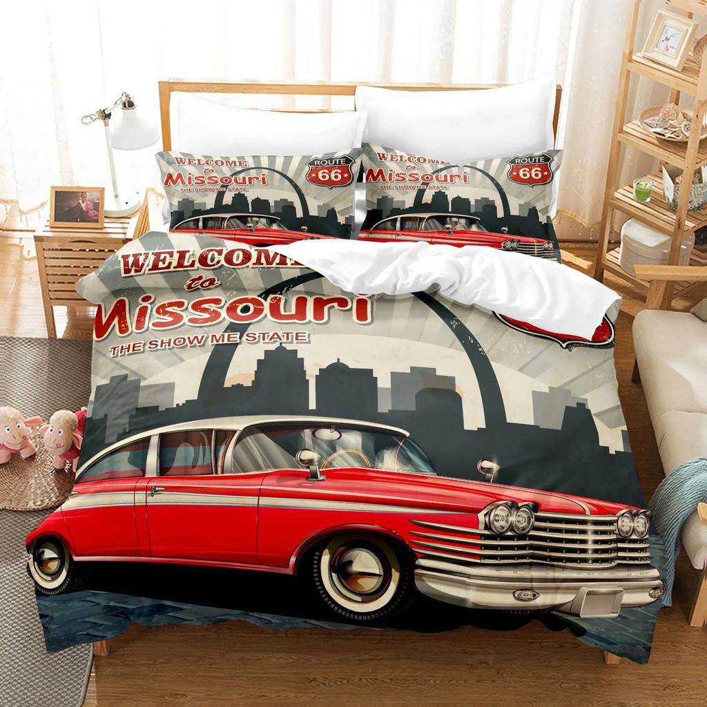Comforter Retro Cars Bed Comforter Set 3D Print Super Cool Series Sports Cars Duvet& For Boy Men Teen Bedding Set Luxury