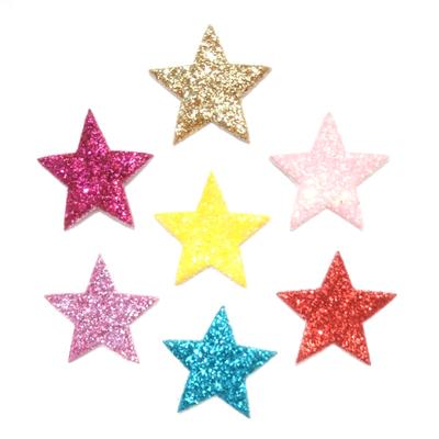 100 Stück 20 mm gemischte Farben gepolsterte Glitzer-Leder-Stern-Applikationen/Scrapbooking-Handwerk, Kartenherstellung, Basteln, Ornament-Zubehör