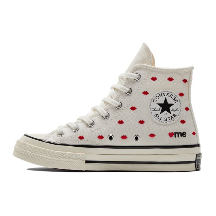 

Converse Chuck 70 Embroidery Lips High Love Me - Винтажные белые кроссовки унисекс Университетский красный A01601C 44.5