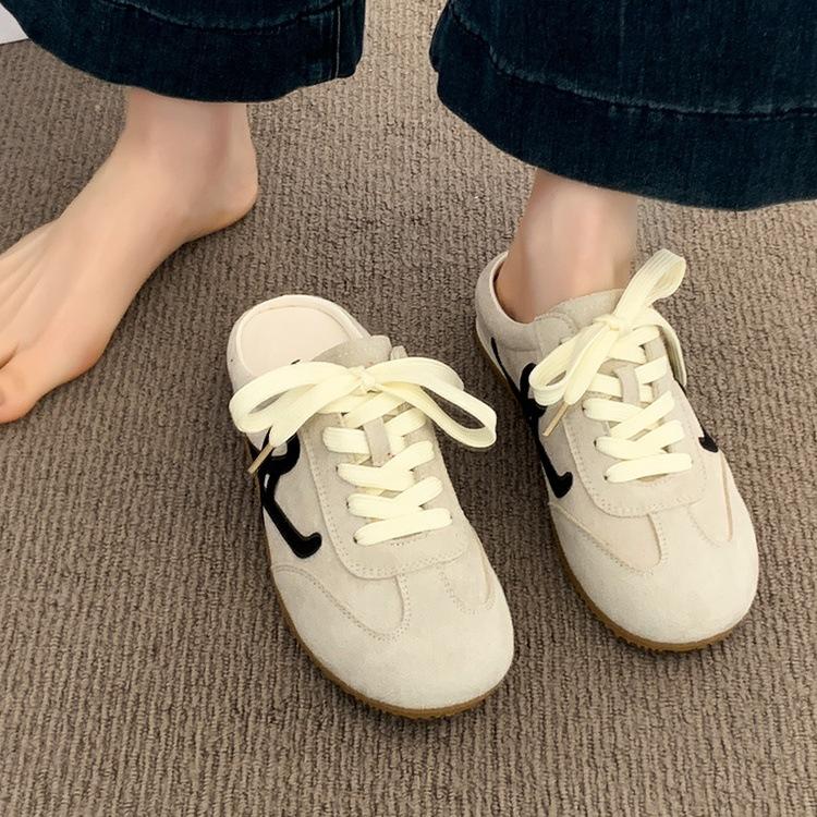 Baotou half slippers women's new summer super fire heelless flat-bottomed German training shoes