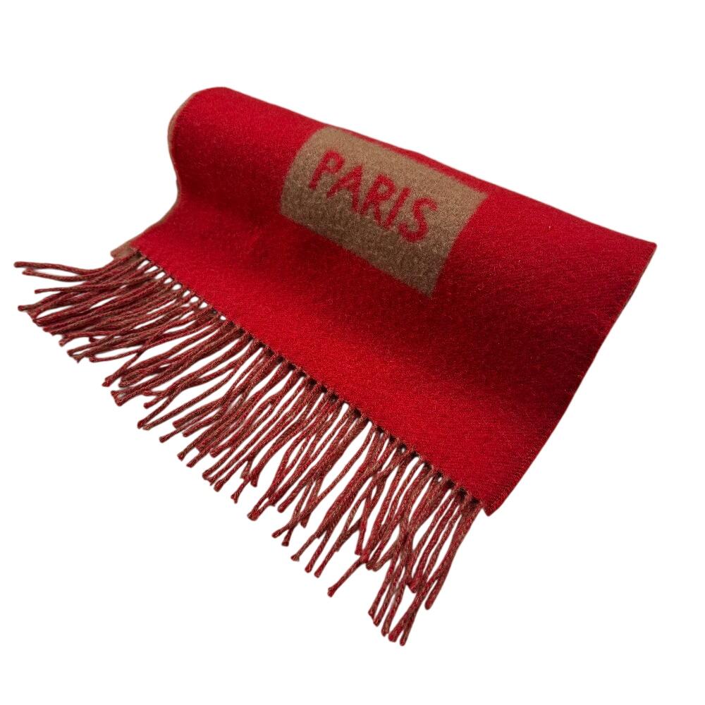 LOUIS VUITTON M71295 LV logo Monogram pattern cashmere Echarpe Baroda Scarf Red cashmere Women Used