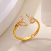 Fashion Blue Wing Rings For Women Gold Color Stainless Steel Adjustable Fish Tail Ring Aesthetic Wedding Christmas Jewelry Gift