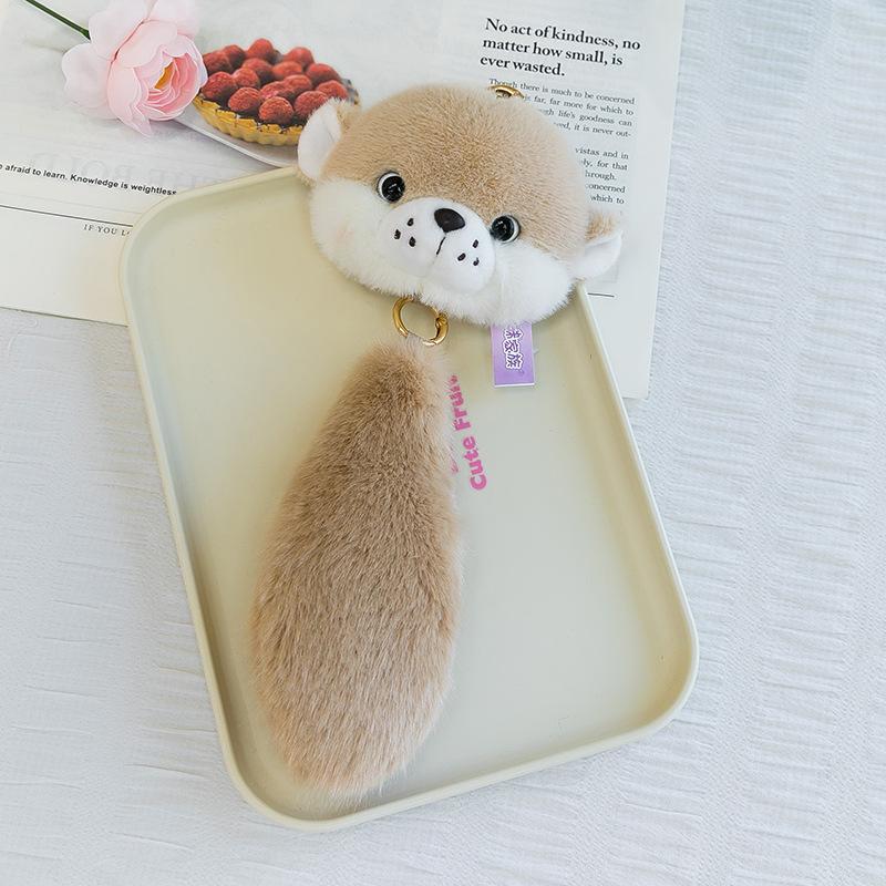 Cute Squirrel Plush Keychain Healing Stress Relief Bag Charm Birthday Gift for Girls
