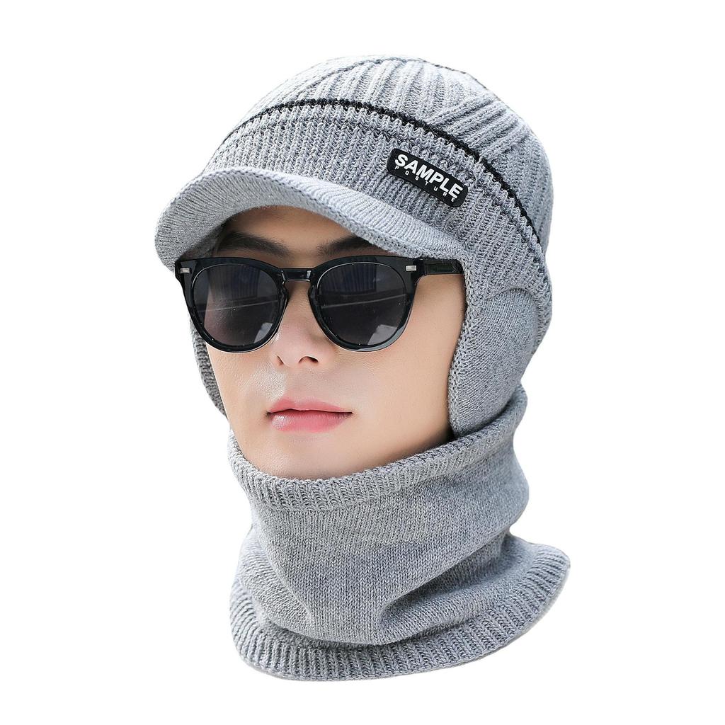 Men's Winter Warm Knitted Beanie for Big Heads - Fashionable Cotton Dome Hat