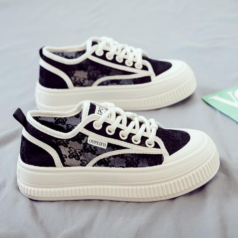 

Summer new lace mesh breathable little white shoes women s shoes cloth shoes trendy soft sole thin F 39 чёрный