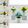 Elegant Rose Mini Plant With Plastic And Silk Flowers For Office Desk And Room Decor
