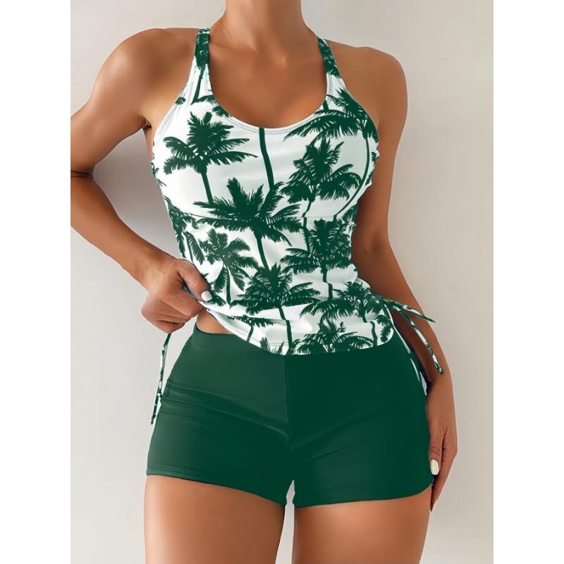 Neuer Bedruckter Hottie Enganliegender Riemenloser Kordelzug Bauchbedeckender Schlankmachender Geschlitzter Badeanzug für Damen