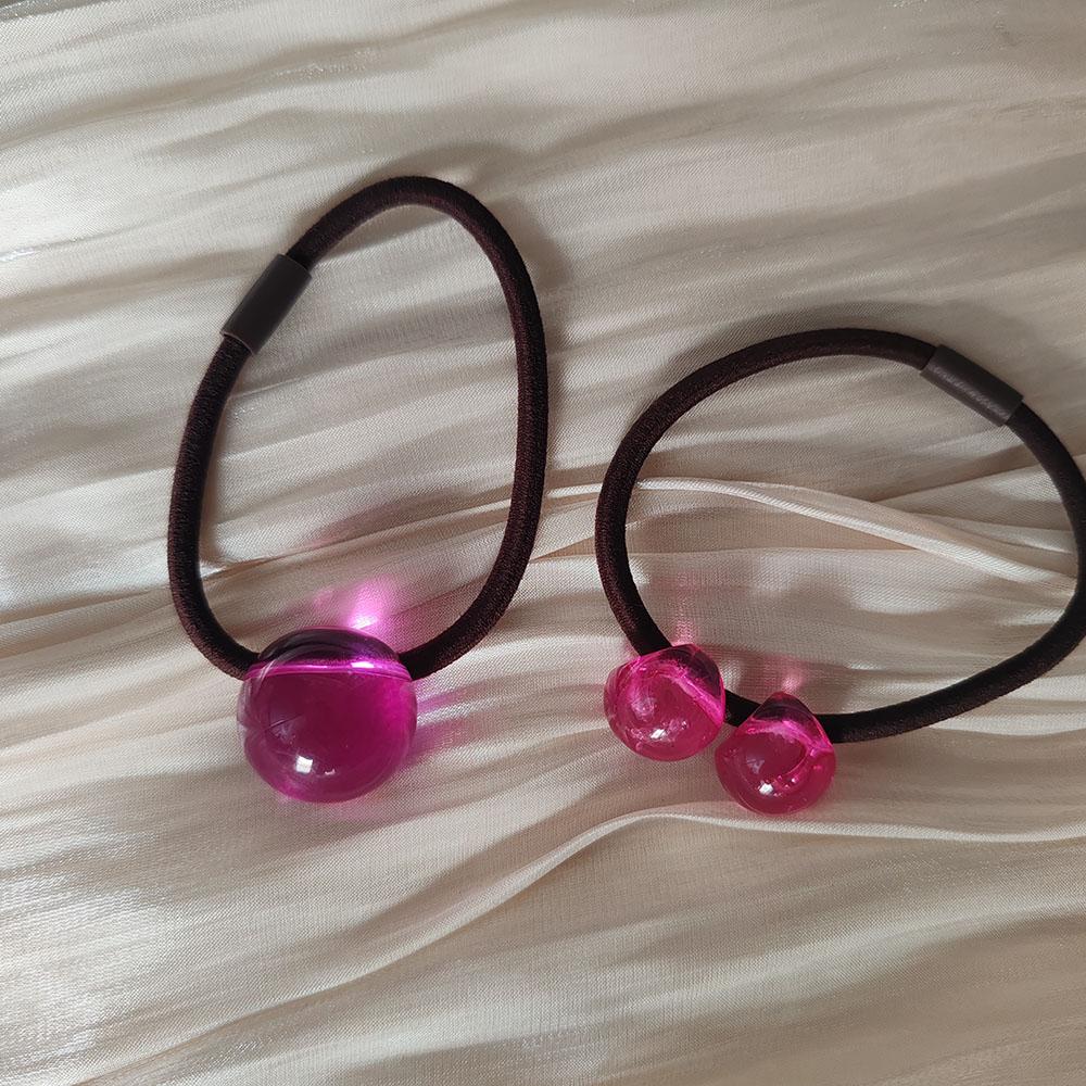 2PC European and American Jelly Color Ball High Elasticity Hair Ties for Women Girls Ponytail Holder Hair Rings Rope Accessories