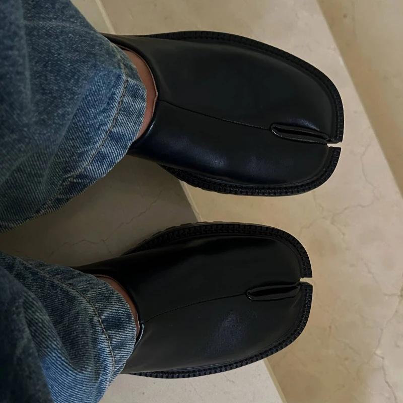 Chunky Platform Slip on Tabi Loafers Women Brand Designer Split Toe Size 35 45 Unisex Concise Fashion Pig Trotter