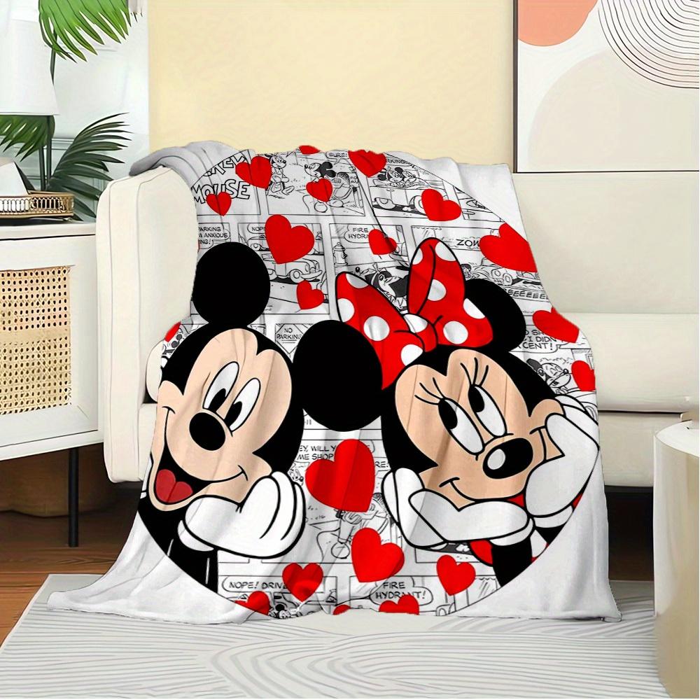 1pc flannel Mickey and Minnie heart pattern small bed cover blanket, Valentine's Day gift,