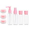 KIRA Travel Bottles for Toiletries (7pcs) - Refillable Empty Mini Containers with Pouch (Random Colors) - Travelling Accessories & Essentials Kit Se