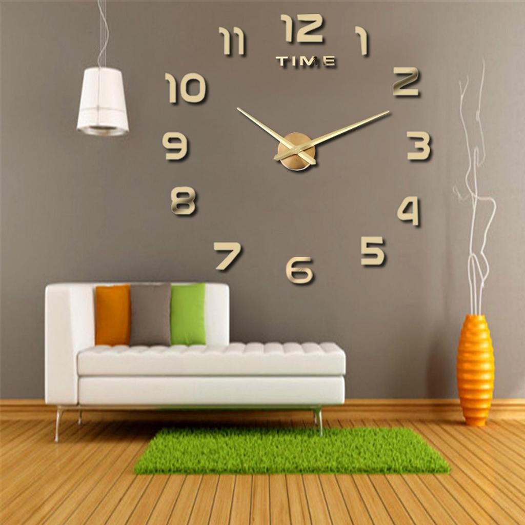Extra Large 3D Acrylic Wall Clock - Creative DIY Clock Sticker for Living Room Decor