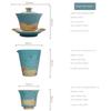Tri-ColorCeramicGaiwan Set - ChineseSancaiTeaCupwithFair Cup & Pot Holder for Gongfu Brewing, TraditionalTea CeremonyAccessories