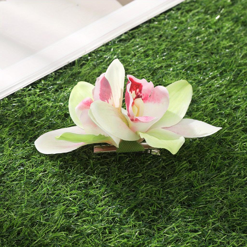 Orchid Hair Clips Simulated Flower Small Hairpin Bridal Barrette Beach Wedding Women Holiday Floral Hair Clip Hair Accessories