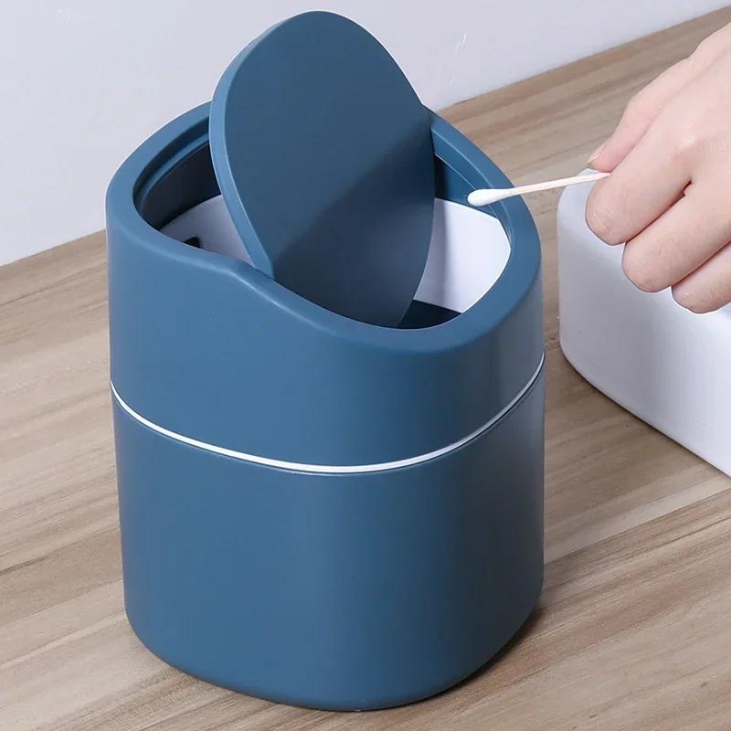 Turn Over Cover Table Bin Creative Nordic Style Table Trash Bin Desk Garbage Bin for Kitchen Bathroom Bedroom 2025