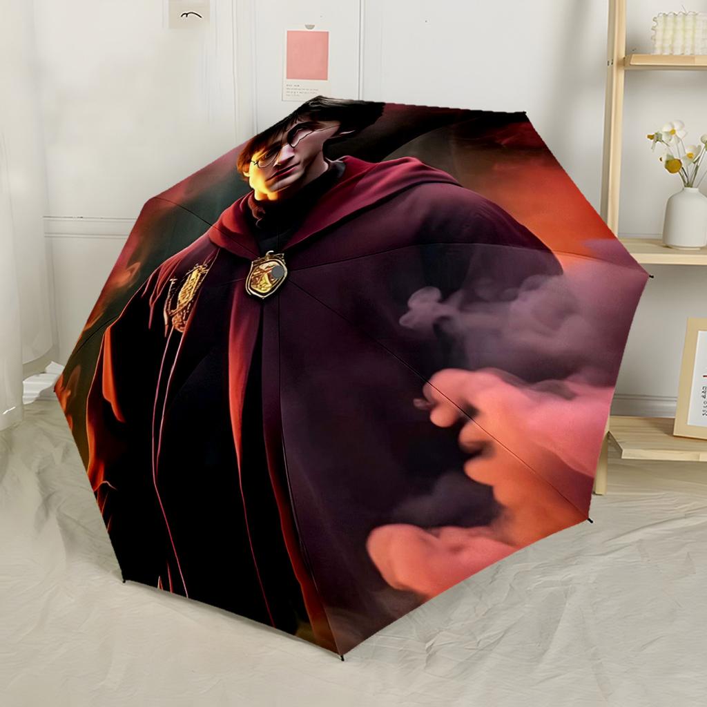 Harry Potter Characters Outdoor Automatic Umbrella Folding Umbrella with 8 Ribs Foldable Design Durable Everyday Carry Umbrella