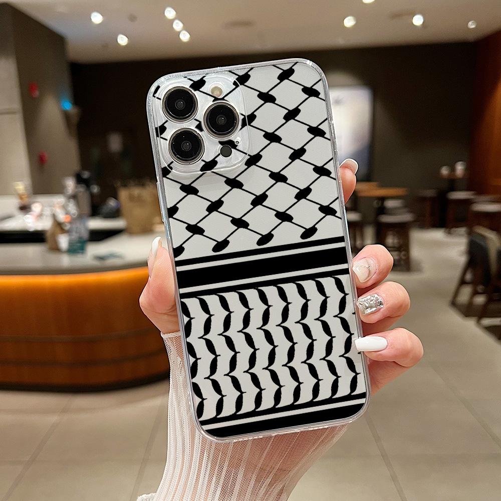 

Fashion Hattah Keffiyeh Phone Case For iPhone 16 15 14 13 12 11 Mini Pro Max X XR XSMax 7 8 Plus SE20 Transparent Cover iPhone 14