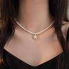 925 Sterlingsilber Französische Retro Süßwasserperlenkette für Damen - High-End Kleiner Reisperlen Choker mit Anhänger