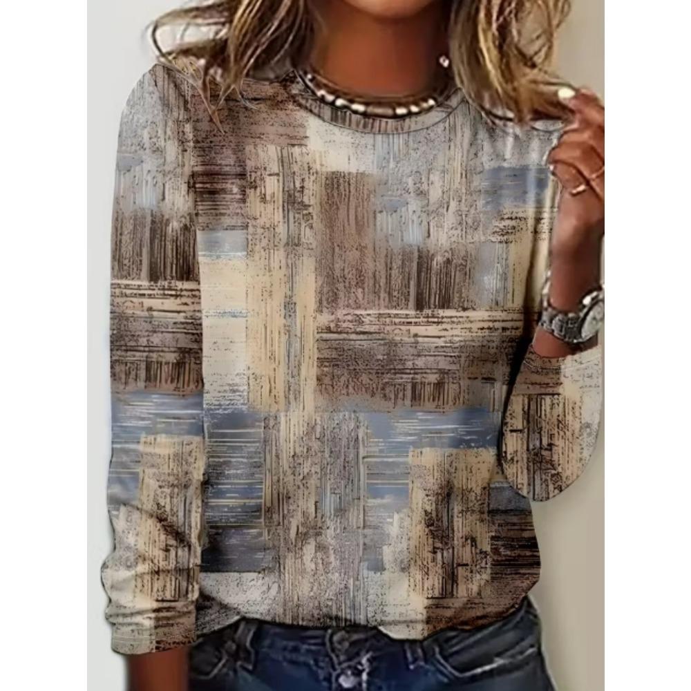 European and American Fashion Women's Casual Round Neck T-shirt Top