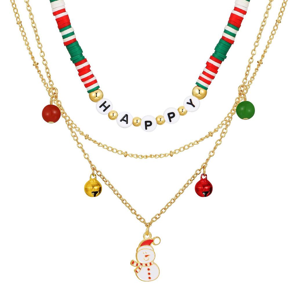 Exquisite Holiday Jewelry Set: Cross-Border Christmas Necklace with Bells & Snowman, Perfect for Autumn/Winter