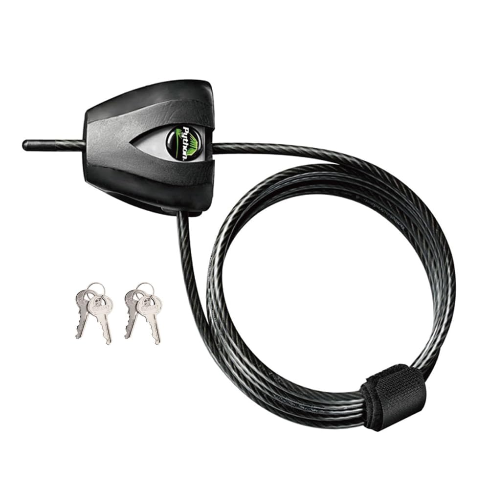 

Master Lock 8417JAD Black Python Wire Bicycle Vinyl 5mm Cable Cable Lock, Lock, Keyed, Adjustable, Coated, Thickness, 1.8m Length, Anti-Theft