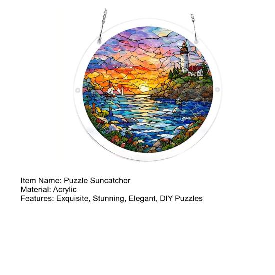 Acrylic Puzzle Suncatcher Stained Glass Effect Window Hanging Ornament DIY Art Puzzle Sun Catcher Kit for Home Garden Decor