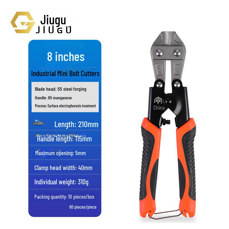 8-Inch Mini Bolt Cutters: Compact Steel Wire Pliers with Labor-Saving Design
