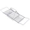 Shower Tub Tray Stainless Steel Expandable Over The Bathtub Rack with Phone Stand for Soap Shampoo Bath Balls Silver