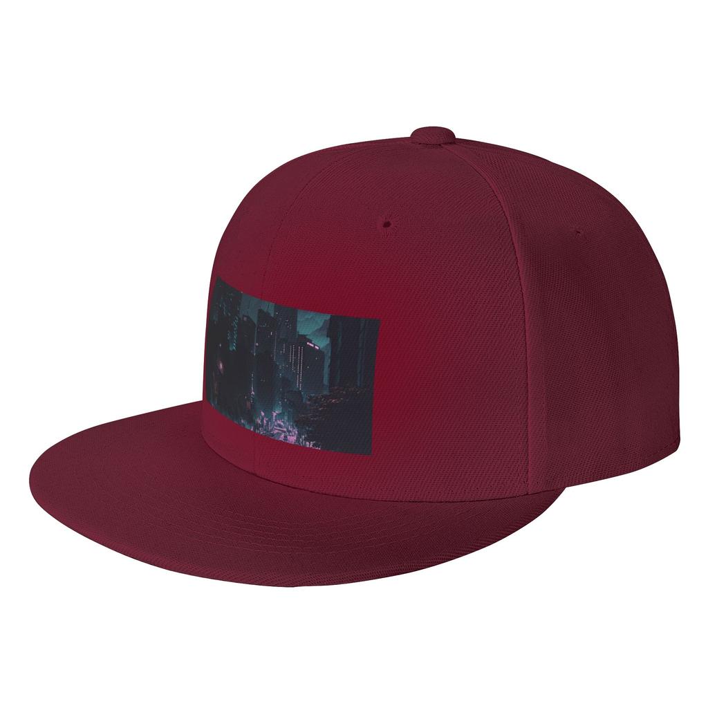 Fashion City at night Flat Brim Sun Hat American Retro Unisex Hat
