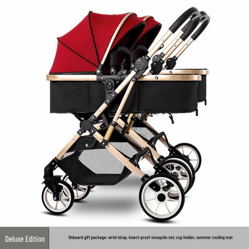 Detachable Twin Dragon & Phoenix Lightweight Folding Stroller for Newborns and Infants